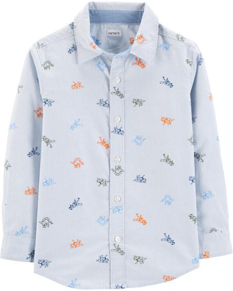 New Carter/'s Dinosaur Oxford Boys Shirt Top Button Down Size 6,7,8,10,12,14